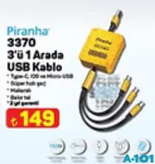 PİRANHA 3370 3'Ü 1 ARADA USB KABLO